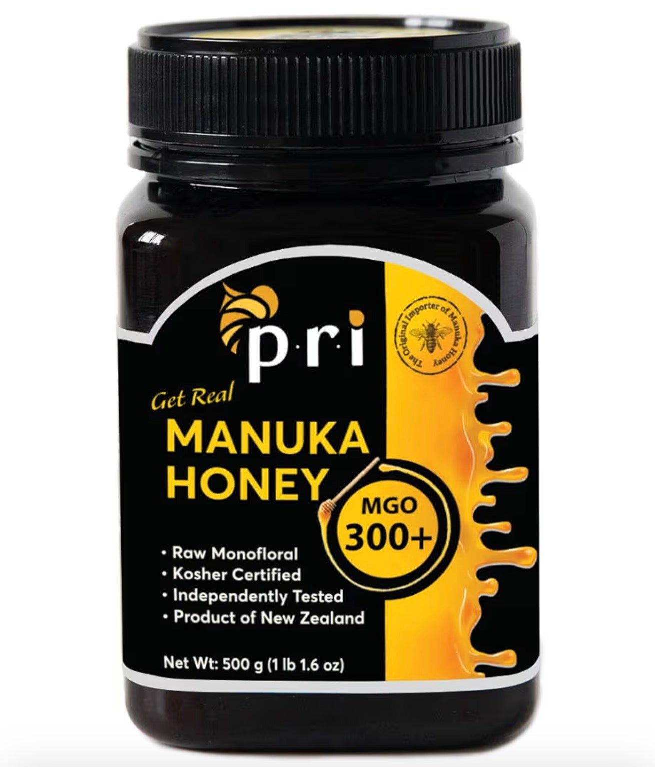 P.R.I Manuka Honey MGO 300+, Elevated‑Potency Monofloral New Zealand Honey, Cool‑Processed & 100% Traceable (500g/1.1lb)